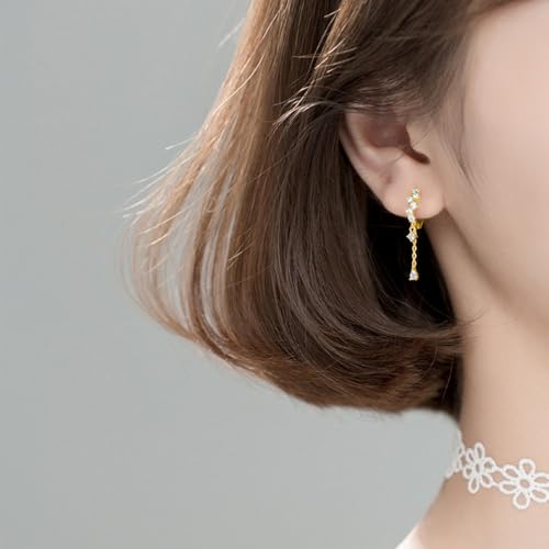 SLUYNZ 925 Sterling Silver CZ Hoop Earrings Dangle for Women Teen Girls Teardrop Huggie Earrings Drop Water Droplets Dangle Earrings Drop2