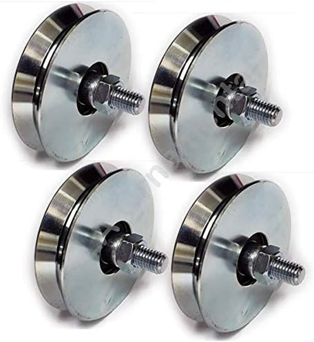 4" Steel Single Bearing V Groove Wheel Without Bracket Sliding Driveway Gate 100.100, Silver, Lot of 4 Pieces