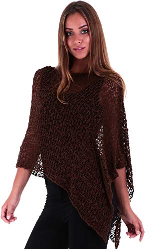 Image of SHU-SHI Summer Ponchos For Women Lightweight Sheer Popcorn Knit Sweater Cape Pullover