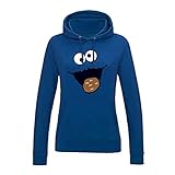 Hoodie Krümelmonster Kekse Karneval Fasching Kostüm Sesamstraße Damen XS - 2XL Verkleidung Gruppen-Kostüm Rosenmontag Größe:L, Farbe Hoodies Lad JH001F / ohne Logofarbe:royalblau (royal blue)