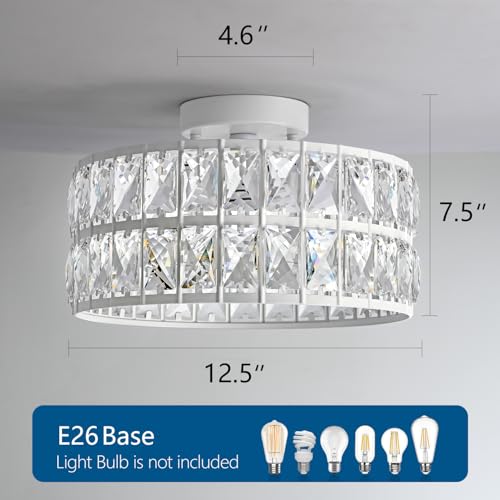 HuixuTe 3-Light White Modern Crystal Bedroom Light Fixtures Ceiling - image 3