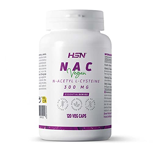 NAC de HSN | 300 mg | N-Acetil-L-Cisteína | Aumenta los Niveles de Glutatión + Alto Poder Antioxidante + Aumenta tus Defensas | No-GMO, Vegano, Sin Lactosa, Sin Gluten | 120 Cápsulas Vegetales