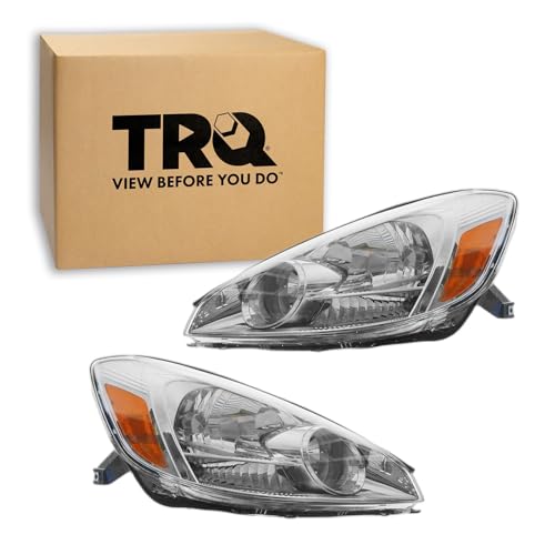 Image of TRQ Headlight Assembly Set TO2502150 TO2503150 Compatible with 2004-2005 Toyota Sienna
