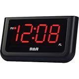 RCA Compact Alarm Clock with Large Easy to Read Backlit Red LED Display