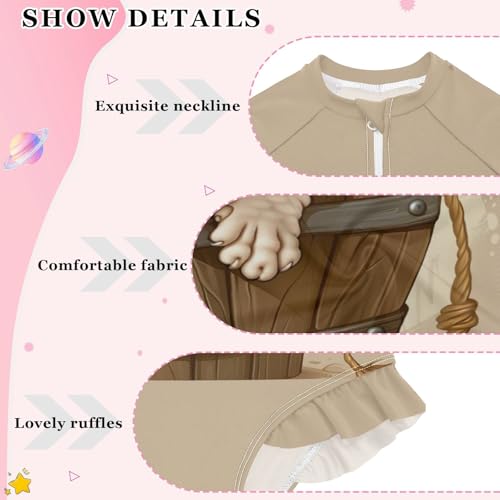 Cute Sphynx Cat in Bucket Girls Long Sleeve Swimsuit UPF 50+ Rashguard Swimwear One Piece Bathing Suit 212206663