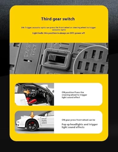 Image of Invite 1:24 Scale Honda Acura NSX NA1 Die-Cast Model Car - Alloy Metal Pullback Toy Car with Openable Doors, Lights & Music - Luxury Sports Car Toy for Kids & Collectors [Random Color]