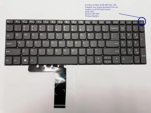 Image of Keyboard for Lenovo IdeaPad 3-15ADA05 / 3-15ARE05 / 3-15IGL05 /3-15IIL05 Laptop in Grey Colour Without ON Off Key 3-15XXX05 (Not Comaptible for 3-15XXX06 Series Laptop)