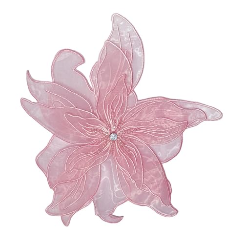 Image of Exaggerated Organza Fabric Flower Brooch Pin for Women Girls Fashion Dainty Layered Big Beaded Corsage Boutonniere Brooches Lapel Pins Delicate Wedding Birthday Holiday Dress Accessories Jewelry Gift
