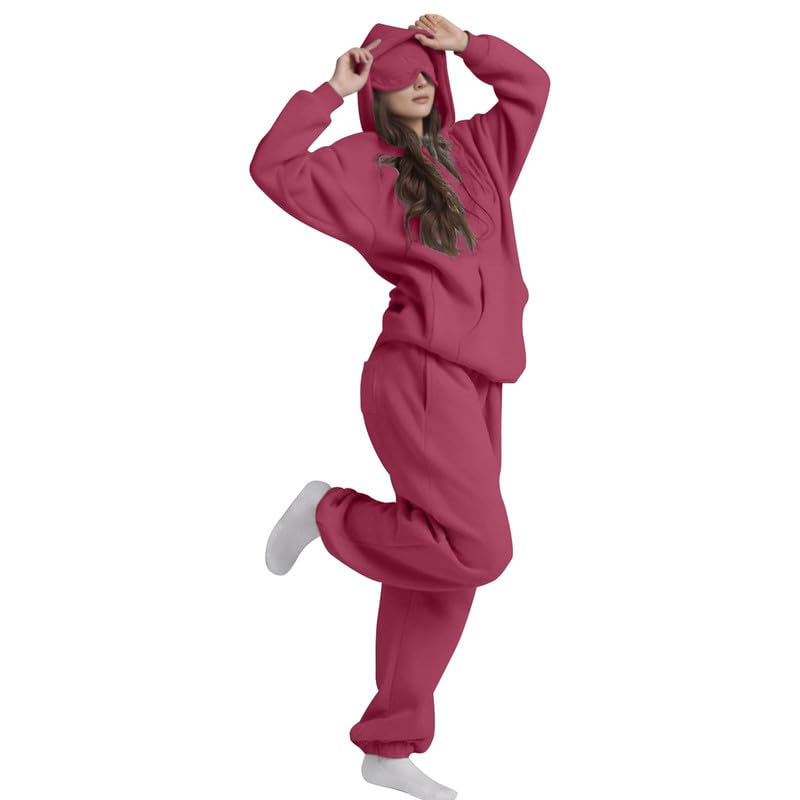 Airplane Mode Hoodies Comfort Travel Sweatshirt Built-in Eye Mask Loose Fit Jogger with Hidden Pocket Activewear