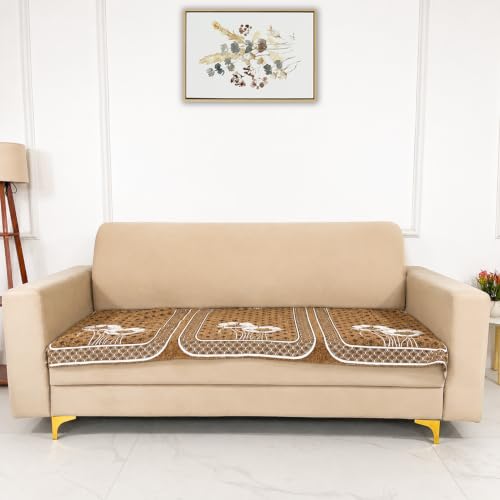 Image of Homerz Premium Chenille Fabric Sofa Cover | Soft, Durable & Dustproof | Decorative Couch Cover (Florida Chocolate, 6 (3+2+1) Seater, Only Seat Cover)