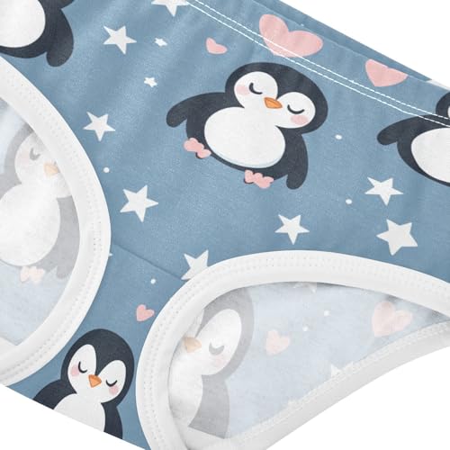 Wusikd Cute Penguins Girls' Underwear Cotton Pink Hearts Stars Girls Briefs Soft Toddler Underwear 2T4