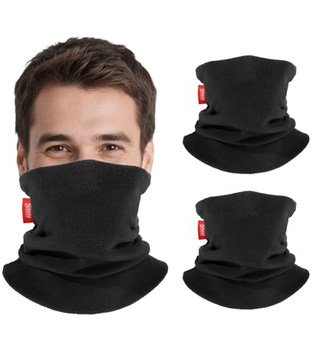 Aegend Neck Gaiter for Men Women, Adult Neck Warmer with Double-Layer Fleece, Face Cover Winter Scarf for Skiing Outdoor Sports (Deep Black)