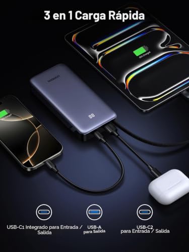 Cargador USB C 45W UGREEN Power Bank 20000mAh de Carga Rápida Eficiente para Portátiles 6
