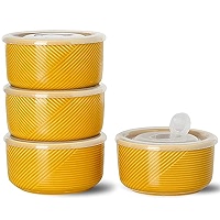 Miicol Lot de 4 bols en céramique avec couvercles de 591 ml - Bols