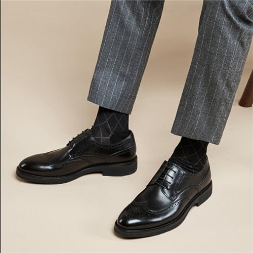 Image of BWSEOBG Men's Brogue Wingtip Retro Business Oxford Shoes Classic Leather Round Toe Lace Up Wedding Formal Dress Shoes Derby Shoes