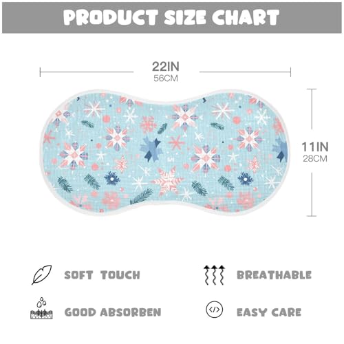Blue Snowflakes Simple Cotton burping Cloths for Babies Breathable Milk Spit Up Cloth for Unisex Set of 2, 22x11in4