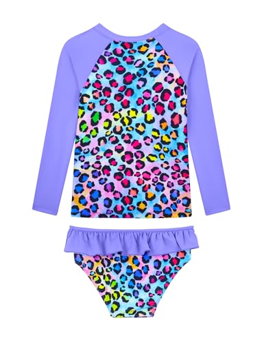 Image of Girls Rash Guard Swimsuit Long Sleeve Tankini Sets Two Pieces Bathing Suit Swimwear UPF 50+ Sun Protection