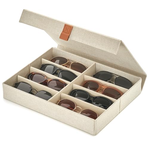 ZICOTO Organizador seguro para gafas de sol: el soporte y almacenamiento perfectos para mantener tus gafas libres de polvo.., Marfil, X-Large