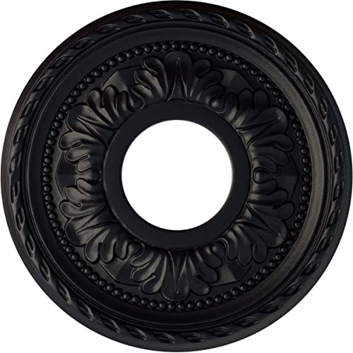 Image of Ekena Millwork CM11PMSGS 11-3 /8 inch x 3-5 /8 inch x 7 /8 inch Palmetto Ceiling Medallion, Steel Gray