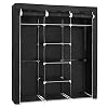 SONGMICS Kledingkast, vouwkast, stoffen kast, opvouwbare kledingkast met 2 kledingstangen, 175 x 150 x 45 cm, zwart…