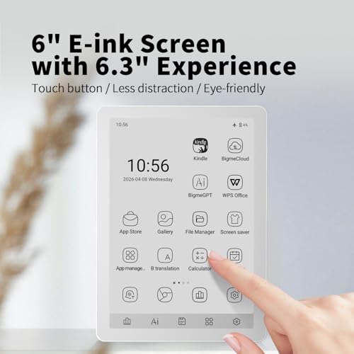 Image of Bigme B6 Black and White Display E-Reader 4GB RAM + 64GB Storage, 36-Level Adjustable Cold and Warm Light, Android 14 OS Epaper Tablet