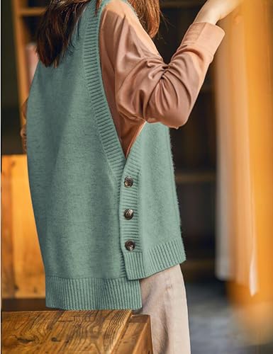 Image of HangNiFang Women's Round Neck Sleeveless Pullover Ribbed Knit Sweater Vest