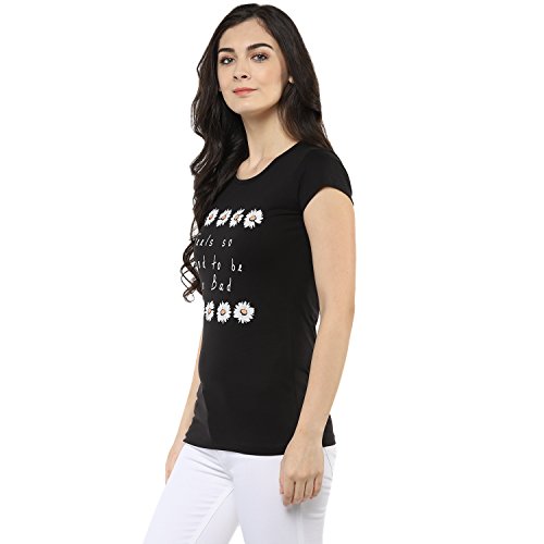 Image of Modeve Women Printed Cotton Blend Half Sleeve Round Neck T-Shirt for Summer