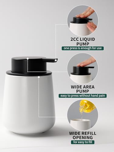 Image of Bosilunlife Soap and Toothbrush Holder Set - Ceramic Bathroom Accessories Set White Liquid Hand Soap Dispenser Set for Bathroom Toothbrush Holder and Soap Dispenser Set