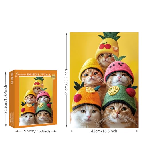 Rompecabezas de 500 piezas tamaño grande para adultos, adolescentes y niños familia juegos felices fiesta de gatos [Piezas más grandes] miniatura 6