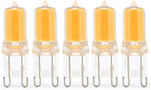 CBconcept Bombilla LED G9 con certificación ETL, paquete de 5, Epistar COB de 2 vatios, 270 lúmenes, luz diurna 5000k, ángulo de haz de 360, 120