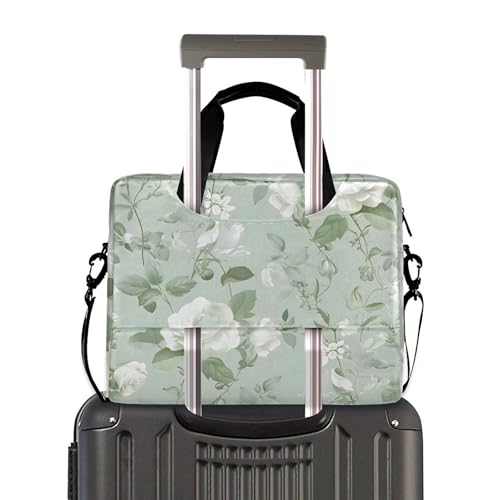 Maletín portátil verde claro con estampado floral para laptop 13-15.6" miniatura 3