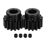 uxcell 2Pcs 1.5 Mod 15T Spur Gear 10mm Bore, 1045 Steel Pinion Gear Black Surface Treatment, 20° Pressure Angle, for Spur Rack and RC Model Car or Motor DIY(17mm)