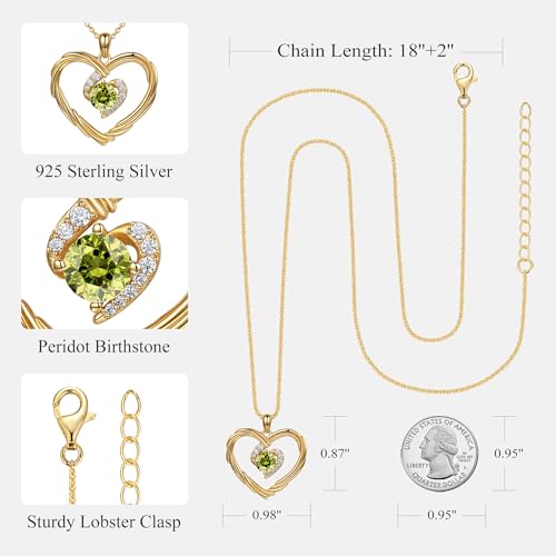 G&GEMSJEW 18K Gold Heart Birthstone Necklaces for Women, S925 Sterling Silver Jewelry Birthday Gifts for Women Wife Girlfriend Mom, Anniversary Christmas Valentines Gifts4