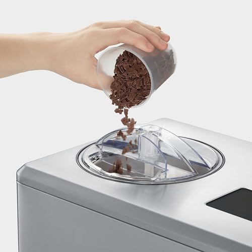 2-in-1 Ice Cream Maker with Yogurt Function, Compressor Ice Cream Maker for Ice Cream, Sorbet and Frozen Yogurt, Ice Maker Including Two Ice Containers, Brushed Stainless Steel, EZ 7406