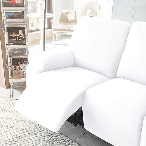 Funda elástica para sillón reclinable 4 plazas protector de sofá blanco 4