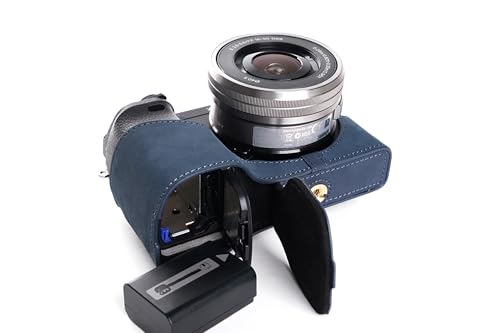 Demi-caméra case Sony A6300 TP Original cuir bleu fond ouvert