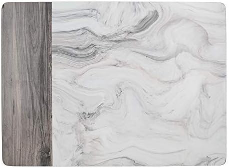 Creative Tops C000318 Marble Printed Cork-Backed Placemats, Rectangular, White / Grey, 30 x 23 cm, Set of 6