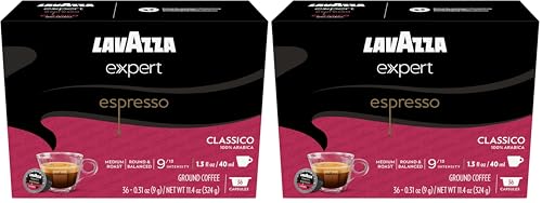 Image of Lavazza Expert Espresso Classico Capsules, Medium Roast, 100% Arabica, Compatible with Lavazza Classy Machines (36 Capsules) (Pack of 2)