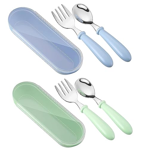 El Mejor Listado de Tenedor-cuchara que Puedes Comprar On-line. 47 KAREN 4 unidades de tenedor y cuchara, Juego de Utensilios para niños, acero inoxidable y silicona de grado alimenticio, asas gruesas de fácil agarre, longitud perfecta para...