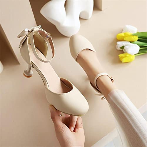 Big Girls High Heel Catwalk Model Shoes 𝐏umps High School Prom Solid Ball Party Gown Sandals for (Beige, 4.5 Big Kids)4