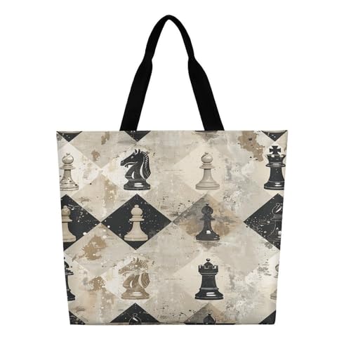 Women's Multi-Functional Shopping Bag，Chess Piece Brown Pattern Printing Messenger Bag Shoulder Bag for Travel, Work, Shopping & Parties with Inner Pocket, Grocery Bag Lightweight & Water-Resistant3