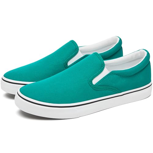 Image of yageyan Mens Slip on Sneakers Loafers Shoes Black Shoes White Casual Fashion Shoes(Green08)