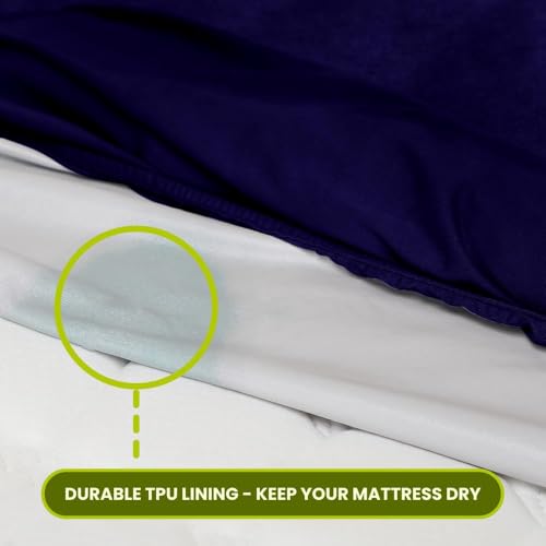 Image of 100% Waterproof Premium Cotton Feel Mattress Protector King Size, 72x75 Inches | Breathable and Hypoallergenic Ultra Soft Fitted Bed Protector Cover Fits Upto 10 Inches- King (Blue)