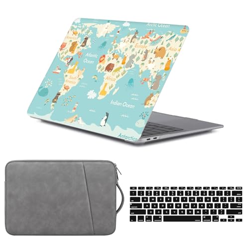 Estuche MacBook Pro 13 premium policarbonato texturizado mapa azul con bolsa de protección
