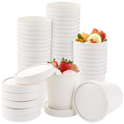 MUXHEL Lot de 50 gobelets en carton de 360 ml avec couvercle