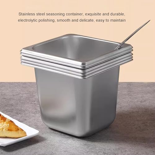 Juego de especias comercial, estante de condimentos de acero inoxidable, dispensador de condimentos de cocina, organizador de contenedores de alimentos para condimentos, salsa y mermelada