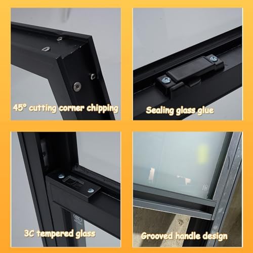 Aluminum Sliding Window Replacement - Sound Insulated Vertical Vent for Mobile Homes, Chicken Coops, Food Trucks & Coffee Shops (75x130CM)