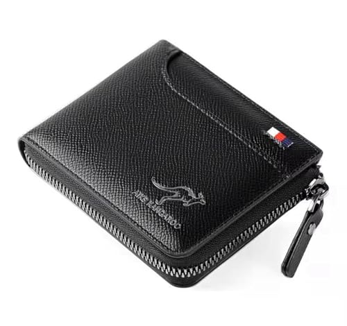 Divons Billetera de Hombre, Cartera con Cremallera, Cartera para Hombre de 13 plazas, Monedero con protección RFID, Bolso Grande con Bolsillo de Moneda (Negro)