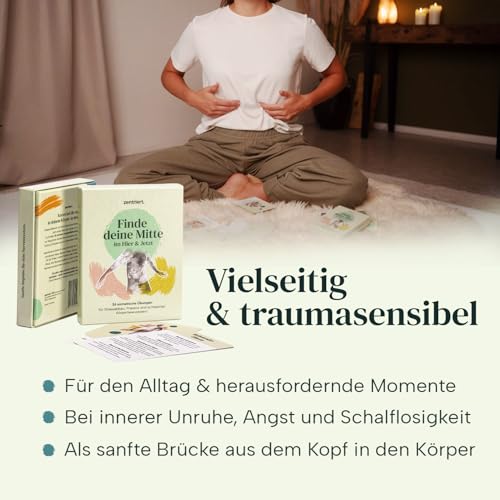 zentriert. Achtsamkeitskarten Set – 36 Übungen für innere Ruhe, Entspannung & Achtsamkeit | Atemübungen, Körper & Nervensystem | Made in Germany, illustriert