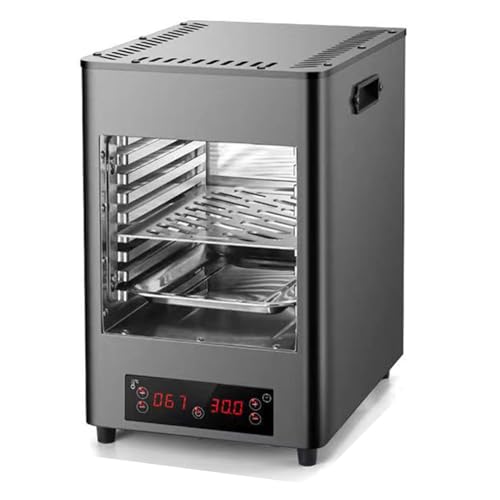 TUPOSTAR Parrilla Eléctrica Profesional para Carne 1700 W Comercial Acero Inoxidable Cocción Rápida Parrilla para Carne Temperatura Ajustable,Negro,25X33X36CM